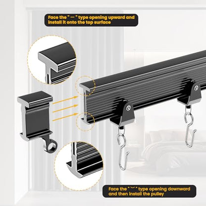 Flexible Bendable Ceiling Curtain Track, Mount for Curtain Rail with Curtain Tracks System, Room Divider, Curtains Rod, RV Ceiling Track, 9.8 FT/ 3 M, Black - color: Black, size: 3 M/ 9.8 FT
