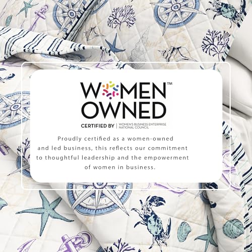 Great Bay Home Coastal Quilt Set - 2-Piece Twin/Twin XL Size Blue Nautical Bedding Set - Lightweight, All-Season, Reversible Bedspread (Nautical Motif) - color: Nautical Motif, size: Twin / Twin XL