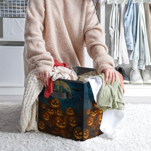 Halloween Pumpkin Foldable Storage Box with Handle Organizer Containers for Home Office Clothes Office Supplies - color: style-5