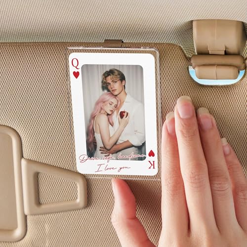 Gossby Couple Car Visor Clip Custom Photo - Drive Safe Gift Boyfriend | Custom Photo Car Visor Clip, Personalized Couple Gift For Boyfriend, Drive Safe Handsome Keepsake - color: Drive Safe, Handsome. I Love You