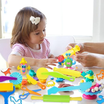 LCY WEDSHI Dough Tool Set, 47 Pcs Dough Tools Sets for Kids Ages 4-8, Dough Accessories Includes Animal Molds, Cutters Roller, Rolling Pins, Safety Scissors, Plastic Knife - style: 47 PCS