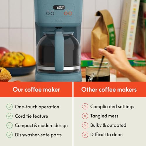 bella 12 Cup Programmable Coffee Maker, Reusable Dishwasher Safe Accessories, Easy LCD display, Auto Shutoff, 900 watt, Surf - color: Surf