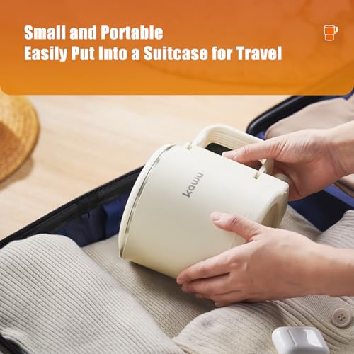 Kawu Collapsible Electric Kettle, 0.9 Qt Portable Hot Water Kettle, 600W | Travel Water Boiler with Stainless Steel Inner, 2 Heating Modes, Small Electric Tea Kettle for Camping Home Office