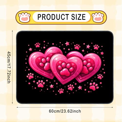 Nuxovilar Pet Dog Supplies Food Mat Pink Heart-Paw Polyester (23.62×17.71 inches) Bowl Water Spill Pad Feeding Gear for Home, Feeding Spot, Pet Nook - color: TT17788