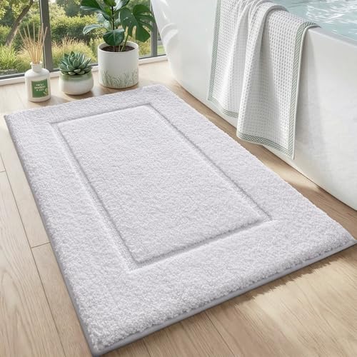 DEXI Bathroom Rugs 36x24, Washable Non Slip Bath Mat for Shower Floor, Absorbent Quick Dry Bathmat with Rubber Backing, Ultra Soft Plush Carpet for Tub, White - color: White, size: 36" X 24" (Rectangular)