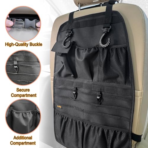 ECWKVN Car Seat Back Organizer, Heavy Duty Back Seat Organizer with Multiple Storage Pockets, Work Truck & SUV Seat Back Storage Bag for Tools, Tablet, Bottles & Essentials – Universal Fit