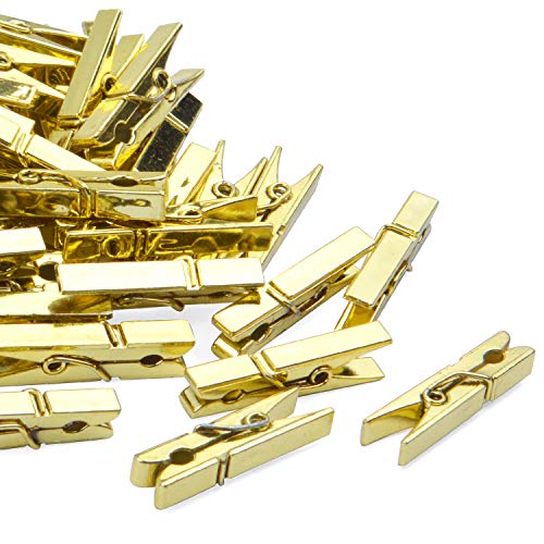 Jdesun 50 Pieces Photo Clips,Mini Plastic Picture Paper Clip Clothespins Peg for Office,Home,Arts(Gold) - color: Gold