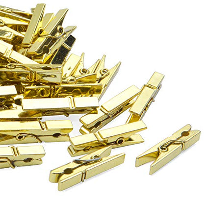Jdesun 50 Pieces Photo Clips,Mini Plastic Picture Paper Clip Clothespins Peg for Office,Home,Arts(Gold) - color: Gold