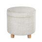 HomePop 19" Round Storage Ottoman - Cream Chevron Woven - color: Cream Chevron Woven