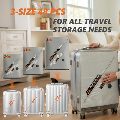 Rechargeable Wireless Pump Travel Vacuum Bags Set,Vacuum Storage Bags Portable Space Saver Bags for Travel, Home, Vacuum Compression Packing Seal for Clothes Seasonal Storage 48 Combo Set - size: 48 Combo Size