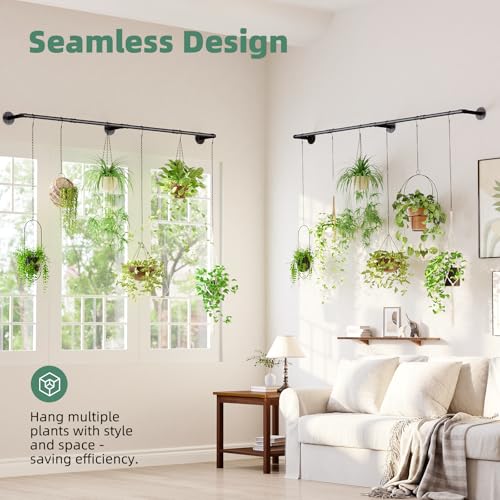 Galood Plant Hanger Indoor Hanging Planters for Indoor Plants Hanging Plant Holder Window Plant Rod Black Metal Shelves 70.8 Inch 2PCS Pot not Included - size: Black 70.8 in*2