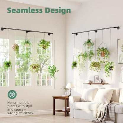 Galood Plant Hanger Indoor Hanging Planters for Indoor Plants Hanging Plant Holder Window Plant Rod Black Metal Shelves 70.8 Inch 2PCS Pot not Included - size: Black 70.8 in*2
