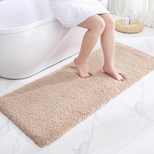 Disolla Beige Bathroom Rug 24x48 - Non-Slip Plush Thick Bath Mat, Highly Absorbent & Ultra Soft Fluffy Floor Mat, Machine Washable for Shower and Tub - color: Beige, size: 2' x 4' (24''x48'' Bathroom Rug)