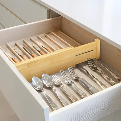 VaeFae 3 Pack Bamboo Drawer Dividers, 4" High Adjustable 16.6" - 21.8" Clothes Drawer Organizers, Expandable Separators for Bedroom/Bathroom/Kitchen/Office Storage - size: 4''H, 16.6''-21.8''L, 3 Pack