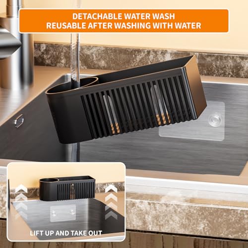 SUOXING Rustproof Sponge Holder for Kitchen Sink,2-in-1 Dish Wand Holder with Suction Cup and Adhesive for Scrub Brush,Scrubber,Dish Sponge,Spinge Holder,In Sink Organizer & Basket Accessories,Plastic - style: Inside Sink