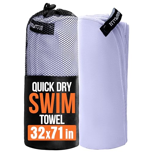illusion Extra Large Microfibre Swimming Towel (71''L x 32''W)–Compact, Lightweight & Quick Dry Towel-Perfect for Travel, Gym, and Swim Towels Ideal for Post-Workout Showers & After Swimming - color: Lavender, size: 71x32 in - Pack of 1