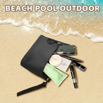 2L Waterproof Bag Fanny Pouch for Phone Passport Purse, Handle & Adjustable Strap for Swim, Travel, Beach - color: Black