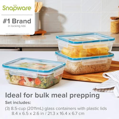 Snapware Food Storage Containers, Plastic, 8.5-Cup, Rectangular | Leakproof & Airtight | BPA-Free | Microwave & Dishwasher Safe | Pack of 6 - size: 6 Pack, style: 8.5 Cup