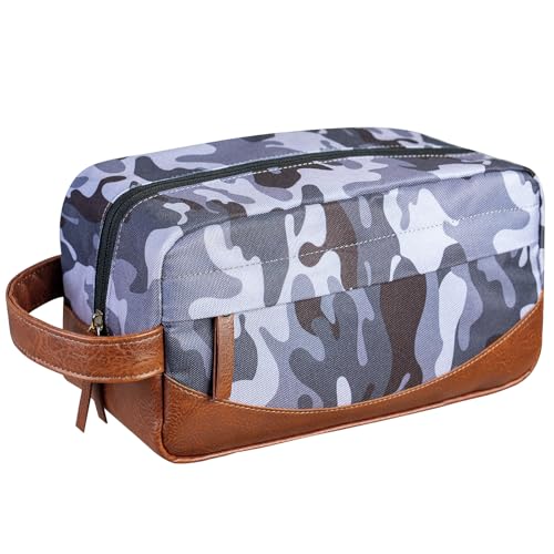 Travel Toiletry Bag for Men, Hanging Toiletry Organizer, Water Resistant Shaving Kit with Large Capacity for Travel Accessories (Camo-Gey, Medium) - color: Camo-Gey, size: Medium