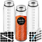 Segarty Spice Jar with Labels, 3 Pack 15oz Glass Spice Shakers with Adjustable Pour Lids, Clear Large Spices Bottles for Herb Salt Pepper, Condiment Containers with 136 Labels, 1 Marker Pen and Brush - size: 15oz / 450ml