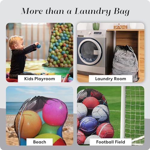 Handy Laundry Mesh XL Laundry Bag - Durable, Machine Washable with Secure Drawstring Closure - Perfect for College Dorms, Laundromats, Apartments (Black, Large 24" x 36") - color: Black