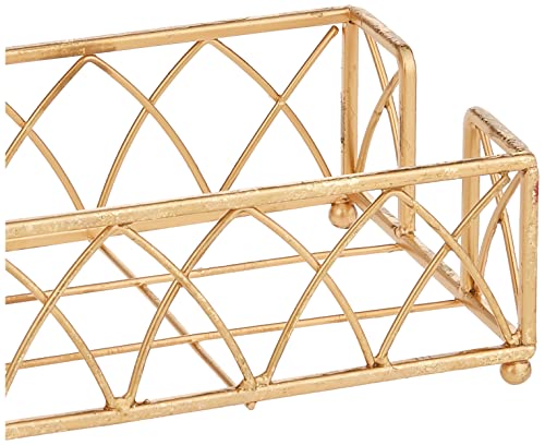 Boston International Arch Design Guest Towel Napkin Holder Caddy, Gold Leaf - color: Gold Leaf, size: 9 x 5.25-Inches