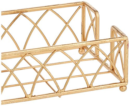 Boston International Arch Design Guest Towel Napkin Holder Caddy, Gold Leaf - color: Gold Leaf, size: 9 x 5.25-Inches