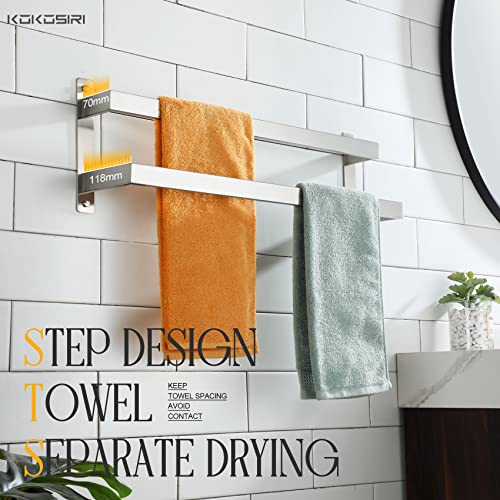 KOKOSIRI Bath Towel Bars Bathroom 2-Tiers Ladder Towel Rails 24-Inch Towel Holders Wall Mounted Towels Shelves Rack Brushed Stainless Steel, B5008BR-L24 - color: Brushed Nickel, size: 24-Inch