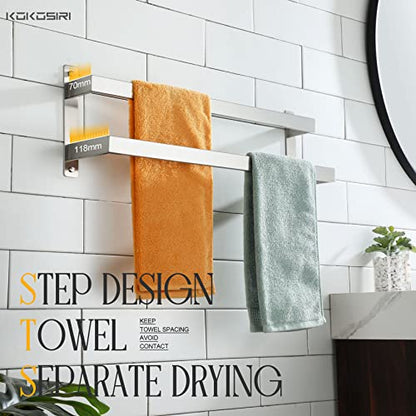 KOKOSIRI Bath Towel Bars Bathroom 2-Tiers Ladder Towel Rails 24-Inch Towel Holders Wall Mounted Towels Shelves Rack Brushed Stainless Steel, B5008BR-L24 - color: Brushed Nickel, size: 24-Inch