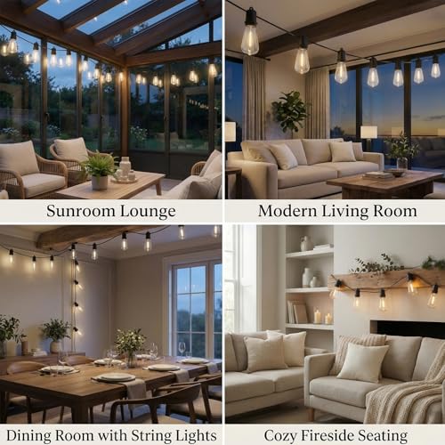 25FT LED Outdoor String Lights, 13 Shatterproof ST38 Edison Bulbs, Waterproof Patio Decor for Outside, Dimmable Bistro Cafe Hanging Lights - size: 25FT