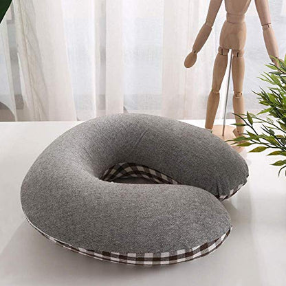 Buckwheat Neck Pillow for Sleeping U Shaped Pillow Cooling Travel Cervical Sleeping Pillow Head Neck Contour Support for Side Sleepers(12x12 inch, AB-Black) - color: Ab-black