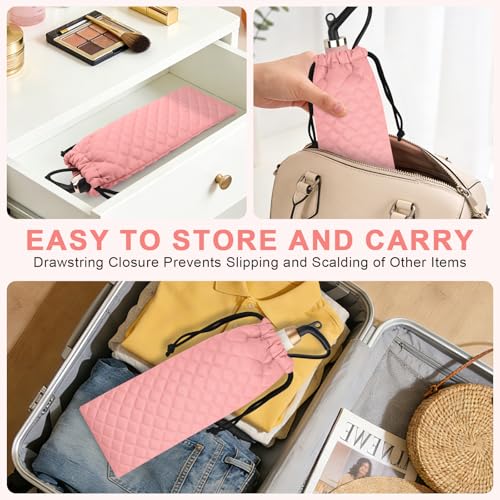 Professional Hot Hair Tools Organizer Cover Bag Heat Resistant Travel Drawstring Storage Case Pouch for Curling Iron, Flat Iron, Hair Straightener and Styling Tool(14.2" x 5.9") - color: Pink