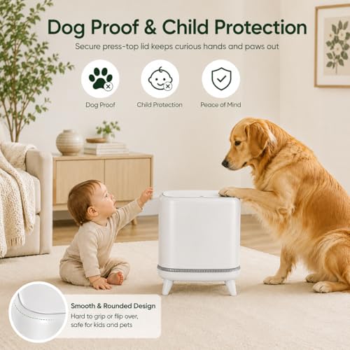 JUDRDO Bathroom Trash Can with Lid, 3.2 Gallon Small Garbage Can with Pop-Up Lid & Air-Pressure Bag Lock, Slim Trash Bin with Legs, Narrow Waste Basket for Bathroom, Bedroom, Kitchen, Office, Rv