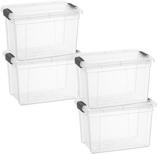 Superio Clear Storage Bins with Lids, Stackable Deep Storage Boxes with Latches and Handles, Extra Small, 4 Pack, Deep Containers for Home, Garage, and Kitchen - size: 2.5 Qt, style: 4 Pack