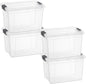 Superio Clear Storage Bins with Lids, Stackable Deep Storage Boxes with Latches and Handles, Extra Small, 4 Pack, Deep Containers for Home, Garage, and Kitchen - size: 2.5 Qt, style: 4 Pack