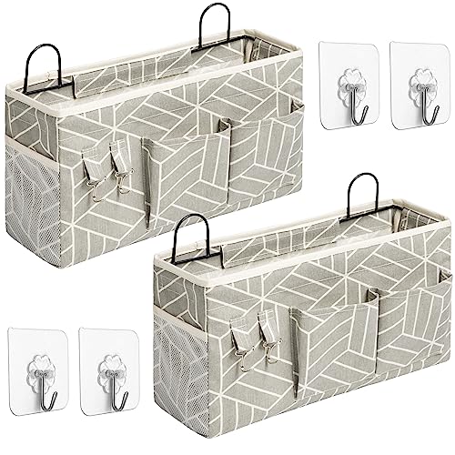2pcs Large Wall Hanging Storage Bag, Door Closet Linen Fabric Pockets Organizer, Waterproof Multi Functional for Living Room Bedroom Bathroom Kitchen Office RV Camper with Hooks Grey - color: 2Pcs-Grey
