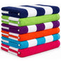 Beach Towels 6 Pack Large 30x60-100% Cotton Beach & Pool Towels Bulk Cabana Stripe - Quick Dry Bath Towel Set for Swim, Beach Essentials, Bathroom, Hot Tub, Yoga, Hotel & Airbnb Guests - color: Green, Purple, Turquoise, Orange, Royal Blue, Pink