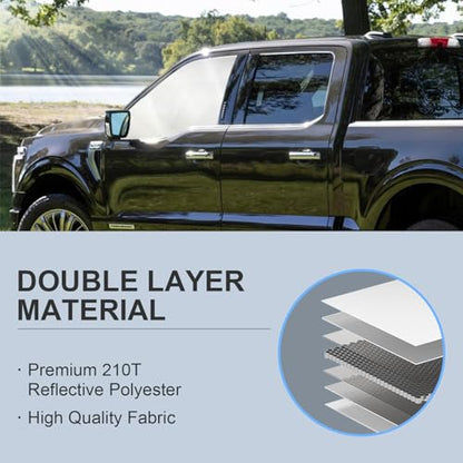 Front Side Window Sun Shade for 2016-2023 Toyo-ta Tacoma Accessories, Foldable Window Sunshade Sun Visor Protector, Side Window Shades Sun Shield Blocks UV Rays Heat, Pack of 2 - size: Silver & Black-Fit 2016-2023 Toyota Tacoma