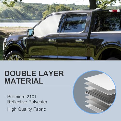 Front Side Window Sun Shade for 2019-2025 Chevy Silverado 1500, Double Cab Crew Cab 4Door, Foldable Window Sunshade Sun Visor Protector, Side Window Shades Sun Shield Blocks UV Rays, Pack of 2 - size: Silver & Black-Fit 2019-2025 Chevy Silverado 1500