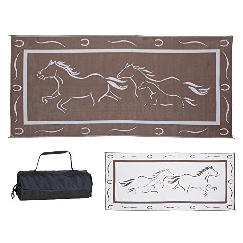 Stylish Camping GH8187 Brown/White 8' x 18' Galloping Horses Mat, 1 Pack