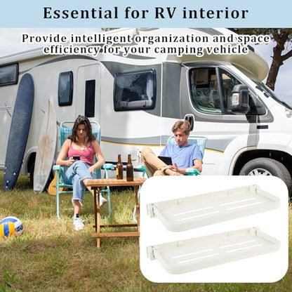 2Pcs RV Aluminum Foldable Shelf, Wall Mounted RV Floating Shelf, Space Saving Compact Fold Down Shelf Shelf, Versatile RV Floating Shelf for Camper Car,Caravans Bathroom, Laundry Room,Easy Install