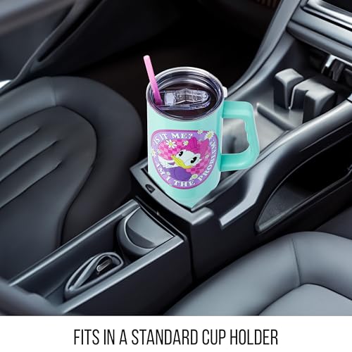 Silver Buffalo Disney Daisy Duck “Is It Me? Am I the Problem?” Stainless Steel Tumbler with Handle, Fits in Standard Cup Holder, 40 Ounces - color: Daisy Duck