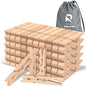 RIVEDA 50pcs Wooden Clothes Pins with Storage Bag, 2.9 Inch Natural Wood Clothespins, Strong Grip Laundry Clips for Clothesline, Hanging Clothes, Crafts & Home Use - color: Wood