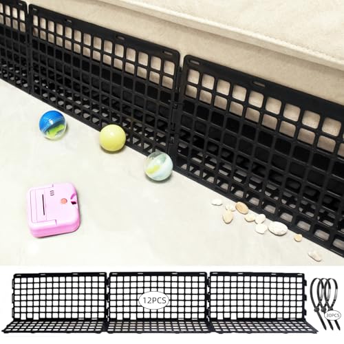 12 Pcs Under Couch Blocker for Bed Adjustable Furniture Plastic Under Bed Blocker with 30 Ties Black Couch Barriers for Dogs Pets Cats (Style 1) - color: Style 1