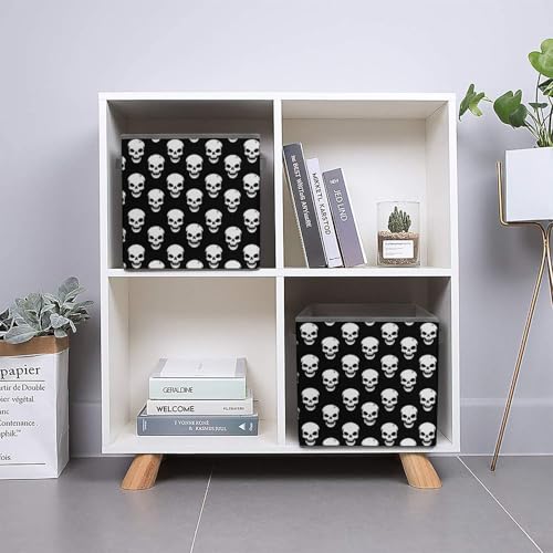 White Skull Pattern Foldable Storage Box with Handle Organizer Containers for Home Office Clothes Office Supplies - color: style-1
