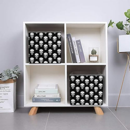 White Skull Pattern Foldable Storage Box with Handle Organizer Containers for Home Office Clothes Office Supplies - color: style-1