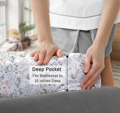 RUVANTI 100% Cotton Percale Sheets King Size, Aroma | Crisp Cooling, Deep Pocket 16", Soft Breathable & Durable, Hotel-Style, 4 Piece Set - color: Aroma, size: King