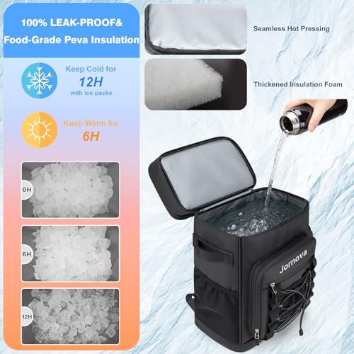 Insulated Cooler Backpack, 35L Leakproof Backpack with Double Compartments for Men & Women, Large Lunch Cooler for Camping, Beach, Travel, Picnic, Up to 48 Cans - color: Black
