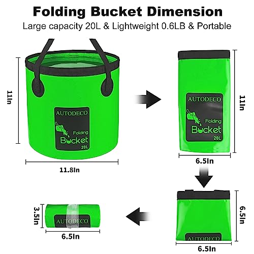 20L Collapsible Bucket 5 Gallon Water Container Folding Water Bucket with Handle Portable Wash Basin - color: Blue & Dark Green, size: 20L-2Pcs