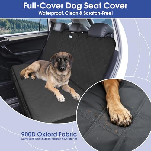 ALLANSING Upgraded 900D Heavy Duty Dog Back Bench Seat Cover for Large SUVs, Car Seat Protector, Seatbelt & Armrest Compatible, Waterproof & Non‑Slip for Dogs & Kids - size: Large-56"W